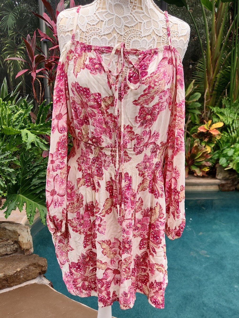 Old Navy Pink Floral Off-Shoulder Dress